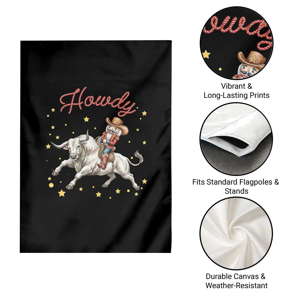 Funny Nutcracker Bull Riding Garden Flag Howdy Western Christmas Holiday Gift - Wonder Print Shop