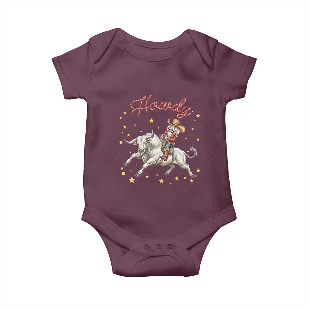 Funny Nutcracker Bull Riding Baby Onesie Howdy Western Christmas Holiday Gift - Wonder Print Shop