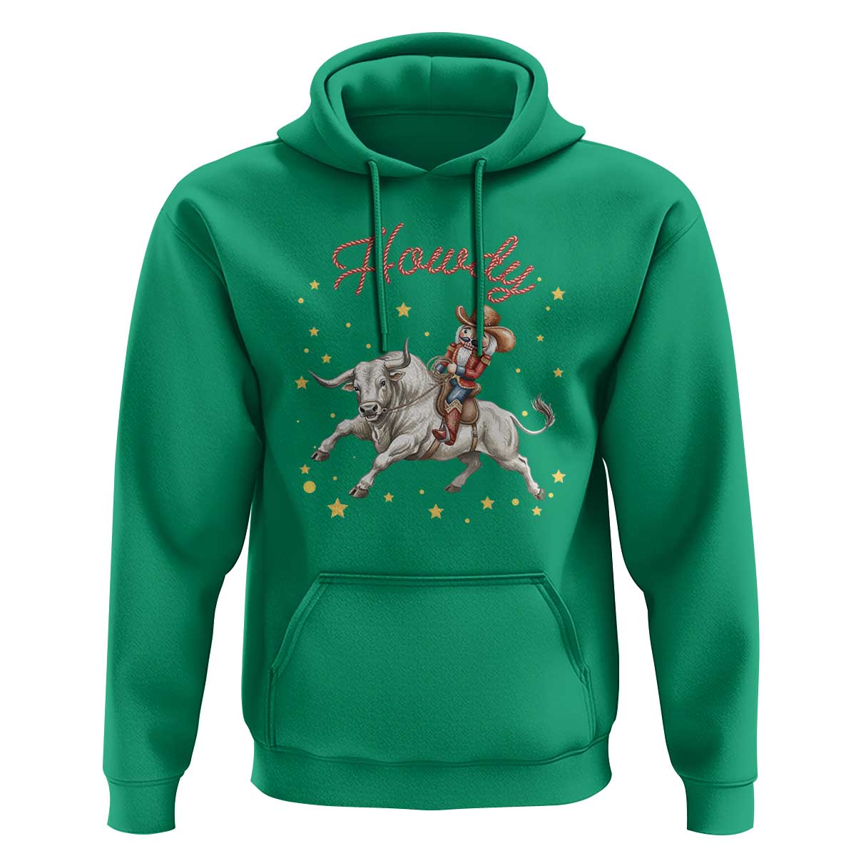 Funny Nutcracker Bull Riding Hoodie Howdy Western Christmas Holiday Gift - Wonder Print Shop