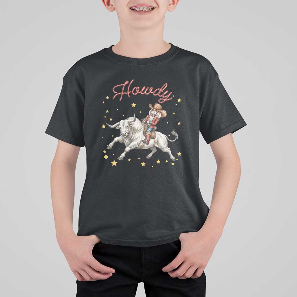 Funny Nutcracker Bull Riding T Shirt For Kid Howdy Western Christmas Holiday Gift - Wonder Print Shop