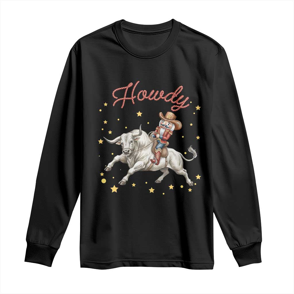 Funny Nutcracker Bull Riding Long Sleeve Shirt Howdy Western Christmas Holiday Gift - Wonder Print Shop