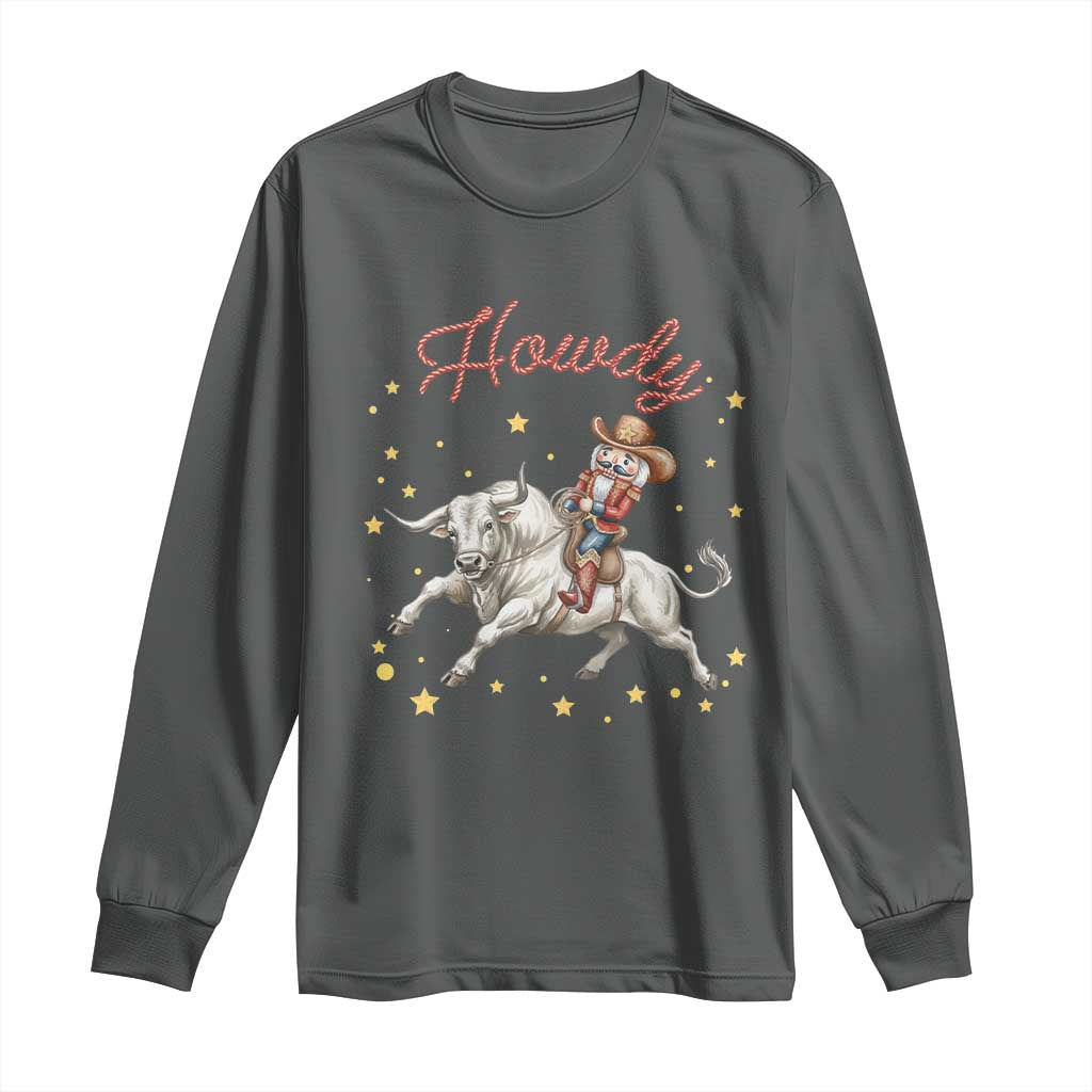 Funny Nutcracker Bull Riding Long Sleeve Shirt Howdy Western Christmas Holiday Gift - Wonder Print Shop
