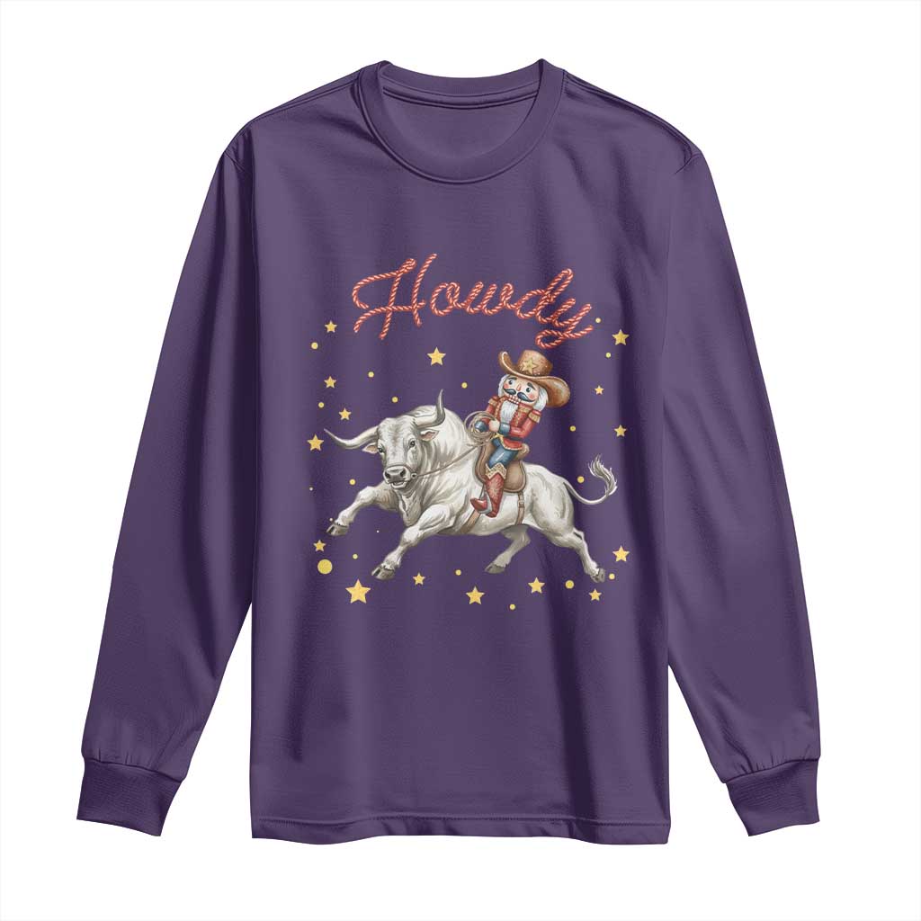 Funny Nutcracker Bull Riding Long Sleeve Shirt Howdy Western Christmas Holiday Gift - Wonder Print Shop