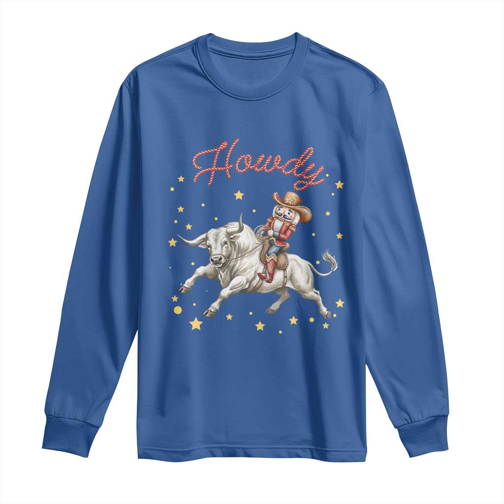 Funny Nutcracker Bull Riding Long Sleeve Shirt Howdy Western Christmas Holiday Gift - Wonder Print Shop