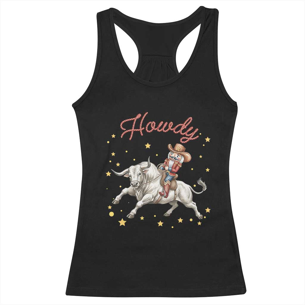 Funny Nutcracker Bull Riding Racerback Tank Top Howdy Western Christmas Holiday Gift - Wonder Print Shop