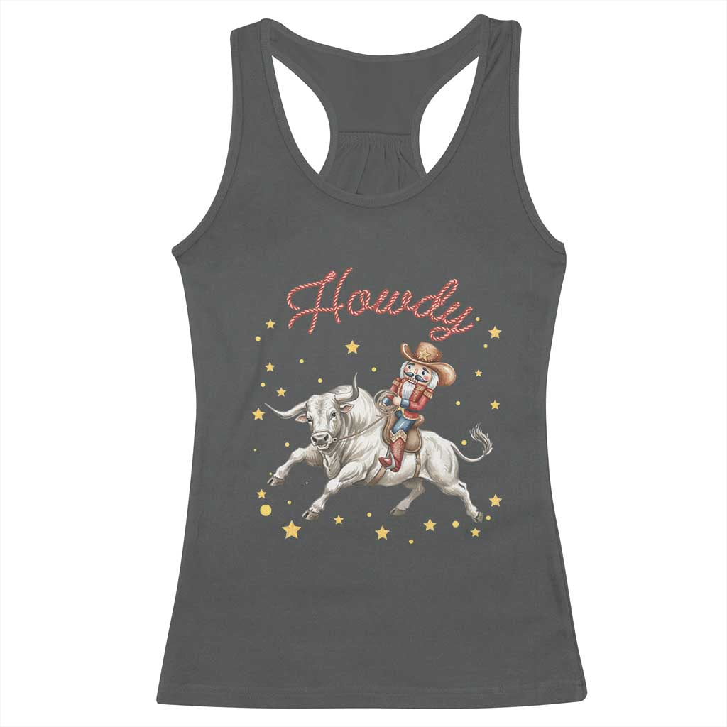 Funny Nutcracker Bull Riding Racerback Tank Top Howdy Western Christmas Holiday Gift - Wonder Print Shop