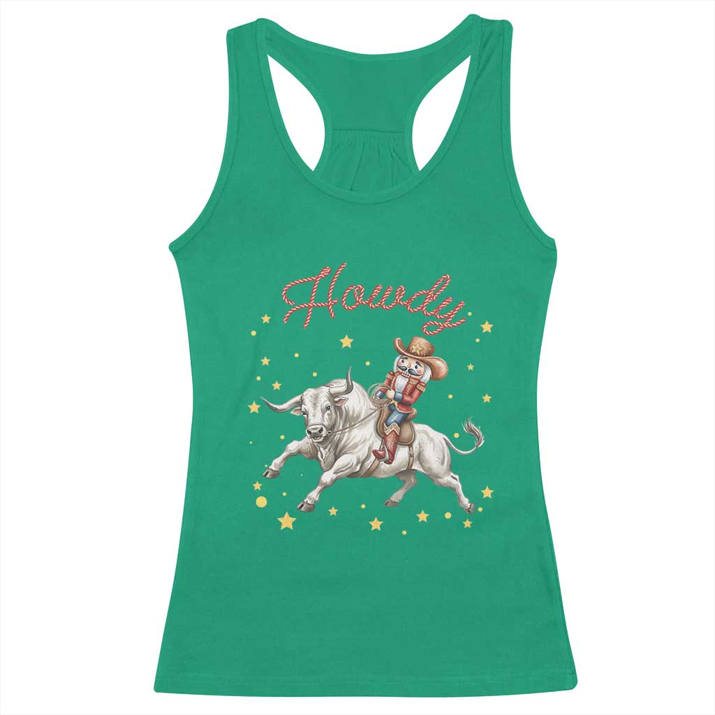 Funny Nutcracker Bull Riding Racerback Tank Top Howdy Western Christmas Holiday Gift - Wonder Print Shop