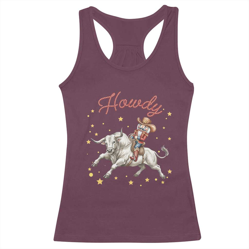 Funny Nutcracker Bull Riding Racerback Tank Top Howdy Western Christmas Holiday Gift - Wonder Print Shop