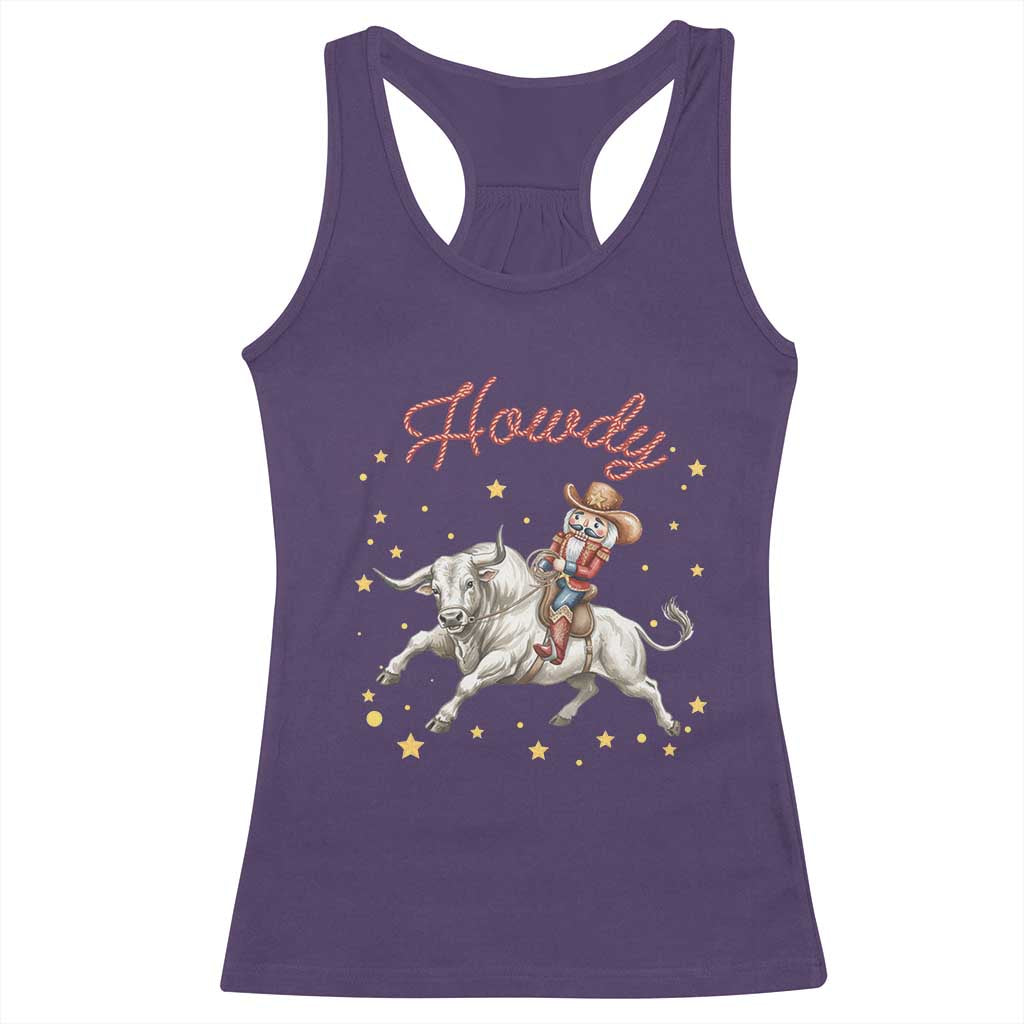 Funny Nutcracker Bull Riding Racerback Tank Top Howdy Western Christmas Holiday Gift - Wonder Print Shop