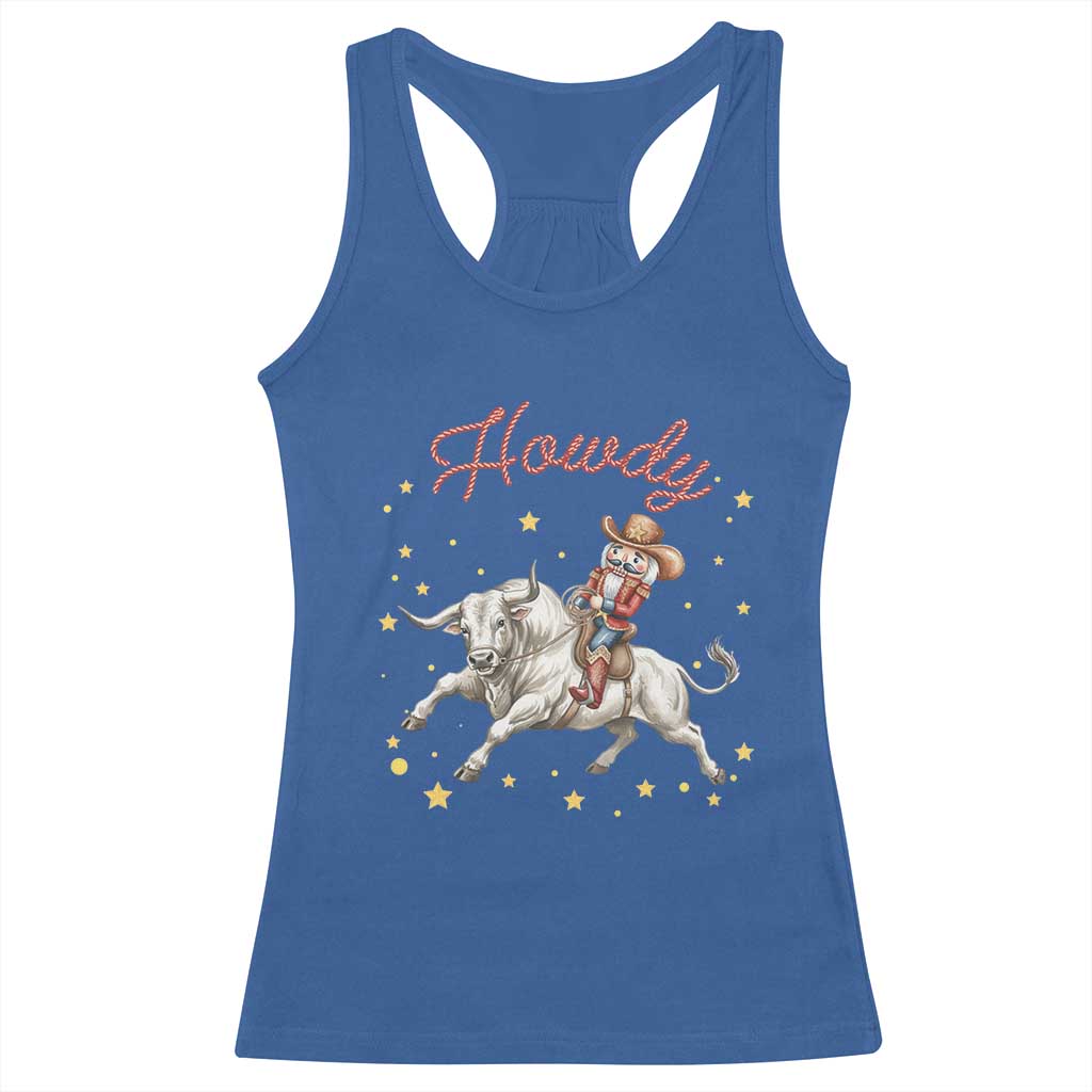 Funny Nutcracker Bull Riding Racerback Tank Top Howdy Western Christmas Holiday Gift - Wonder Print Shop