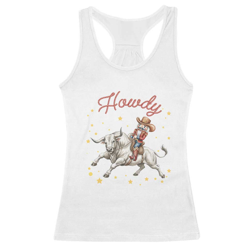 Funny Nutcracker Bull Riding Racerback Tank Top Howdy Western Christmas Holiday Gift - Wonder Print Shop