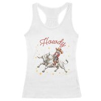 Funny Nutcracker Bull Riding Racerback Tank Top Howdy Western Christmas Holiday Gift - Wonder Print Shop