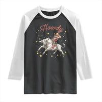 Funny Nutcracker Bull Riding Raglan Shirt Howdy Western Christmas Holiday Gift - Wonder Print Shop