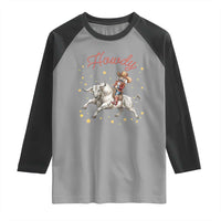 Funny Nutcracker Bull Riding Raglan Shirt Howdy Western Christmas Holiday Gift - Wonder Print Shop