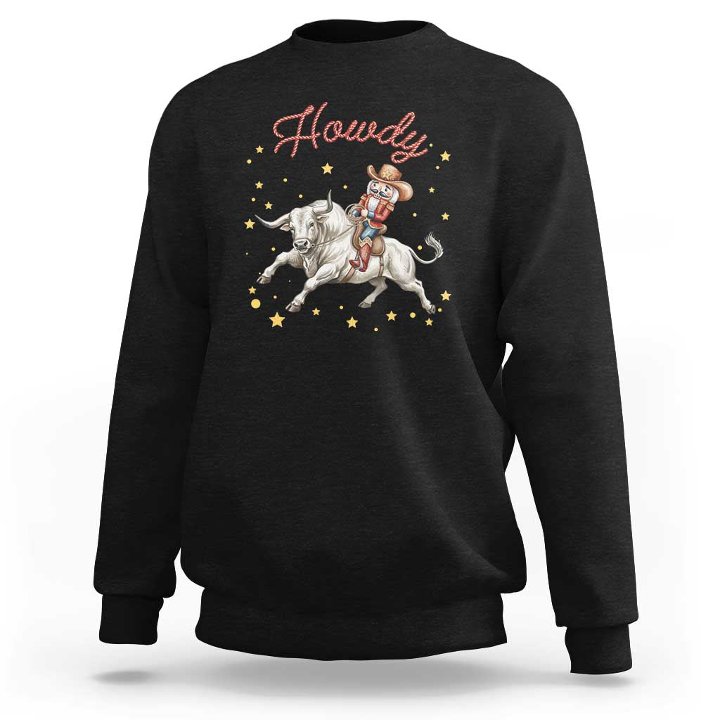 Funny Nutcracker Bull Riding Sweatshirt Howdy Western Christmas Holiday Gift - Wonder Print Shop