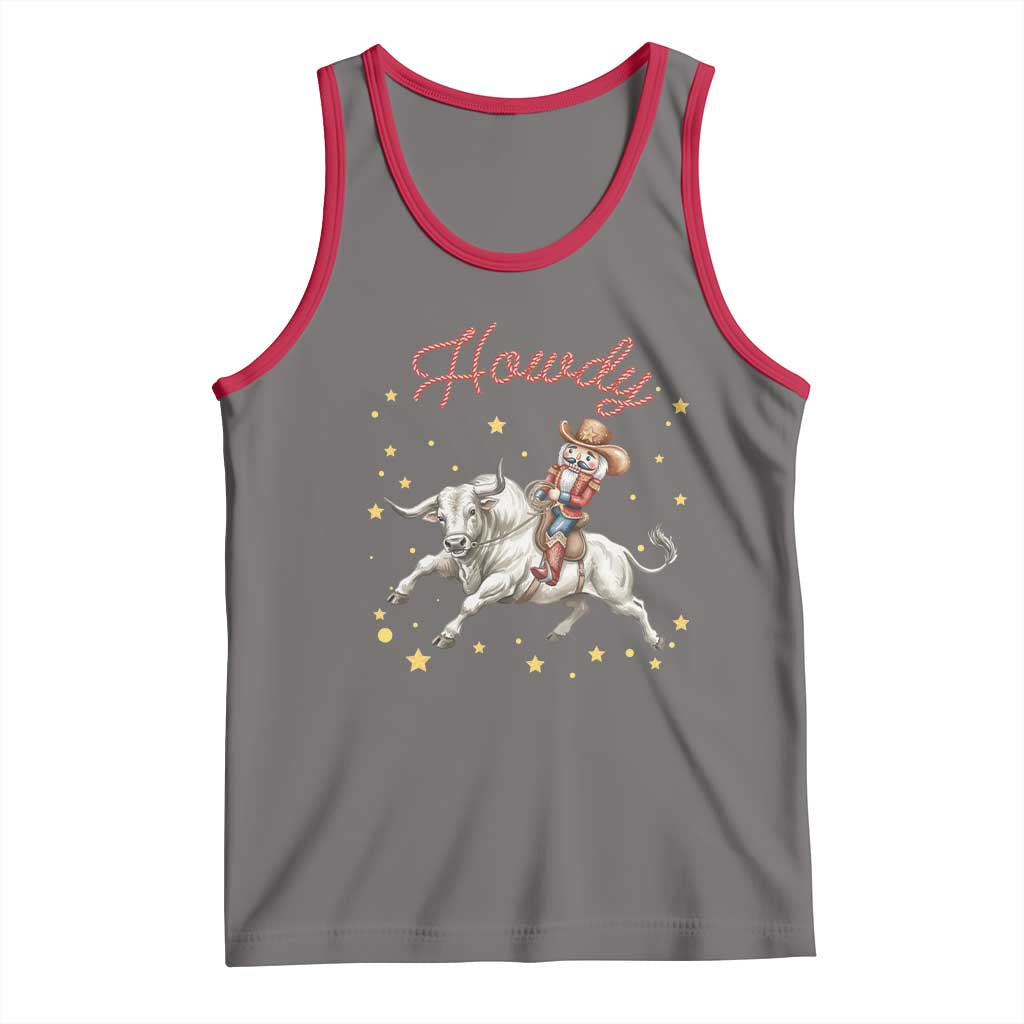 Funny Nutcracker Bull Riding Tank Top Howdy Western Christmas Holiday Gift - Wonder Print Shop