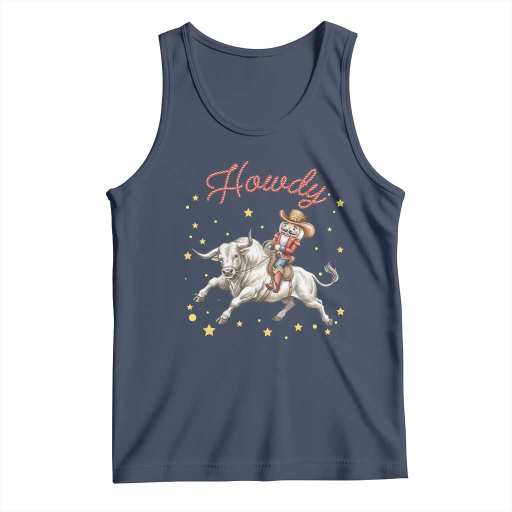 Funny Nutcracker Bull Riding Tank Top Howdy Western Christmas Holiday Gift - Wonder Print Shop