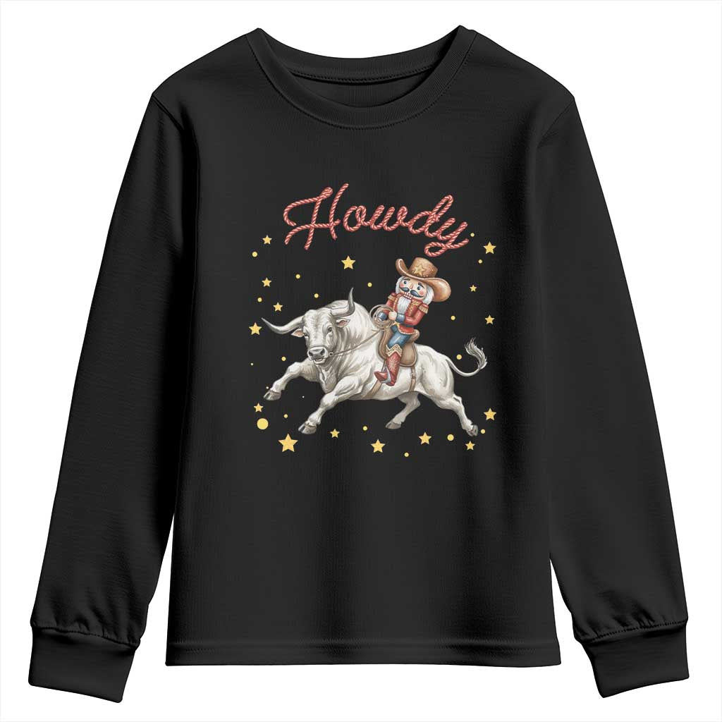 Funny Nutcracker Bull Riding Youth Sweatshirt Howdy Western Christmas Holiday Gift - Wonder Print Shop