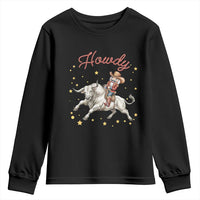 Funny Nutcracker Bull Riding Youth Sweatshirt Howdy Western Christmas Holiday Gift - Wonder Print Shop