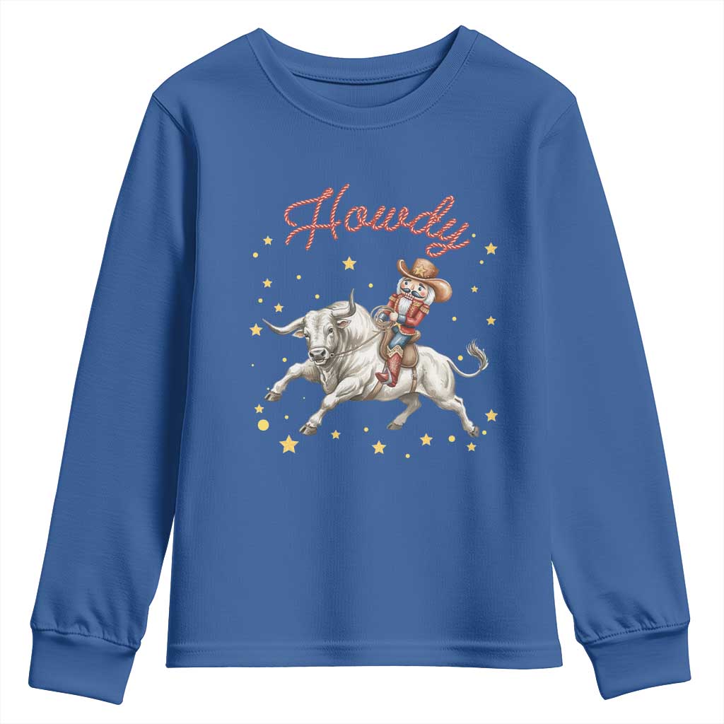 Funny Nutcracker Bull Riding Youth Sweatshirt Howdy Western Christmas Holiday Gift - Wonder Print Shop