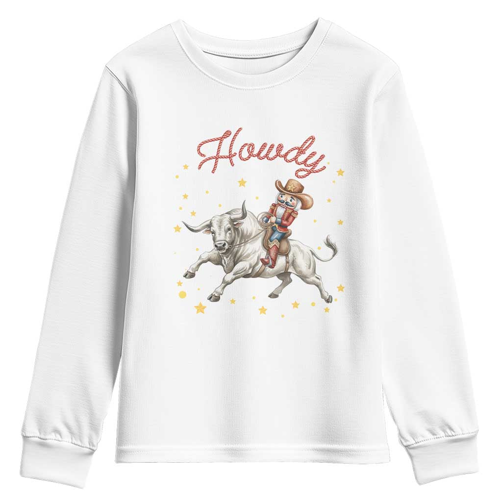Funny Nutcracker Bull Riding Youth Sweatshirt Howdy Western Christmas Holiday Gift - Wonder Print Shop