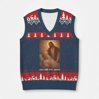 Funny Sarcastic Political Satire V-Neck Knit Sweater Vest You Are Not Jesus