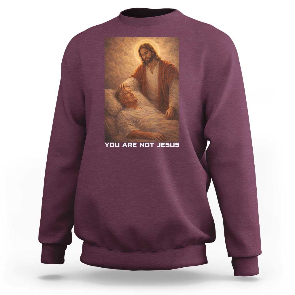 Funny Sarcastic Political Satire Sweatshirt You Are Not Jesus