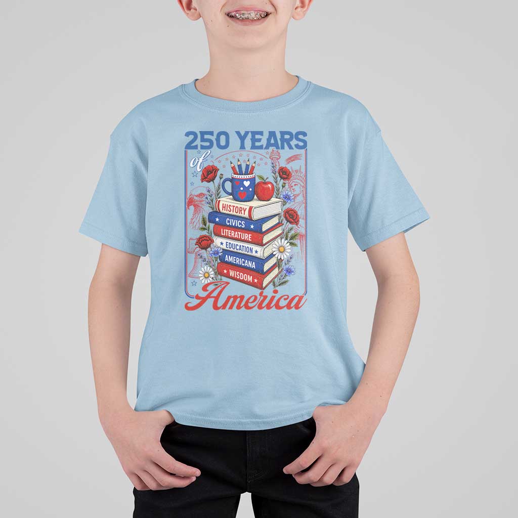 250 Years Of America American Teacher Graphic T Shirt For Kid Patriotic Educator Gift