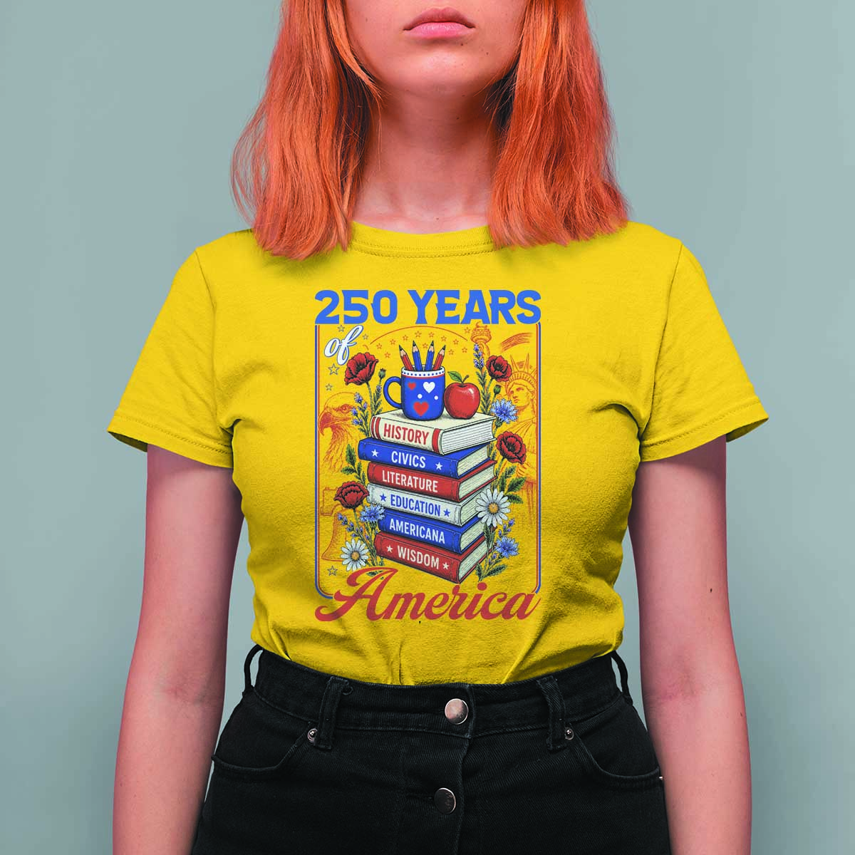 250 Years Of America American Teacher Graphic T Shirt For Women Patriotic Educator Gift