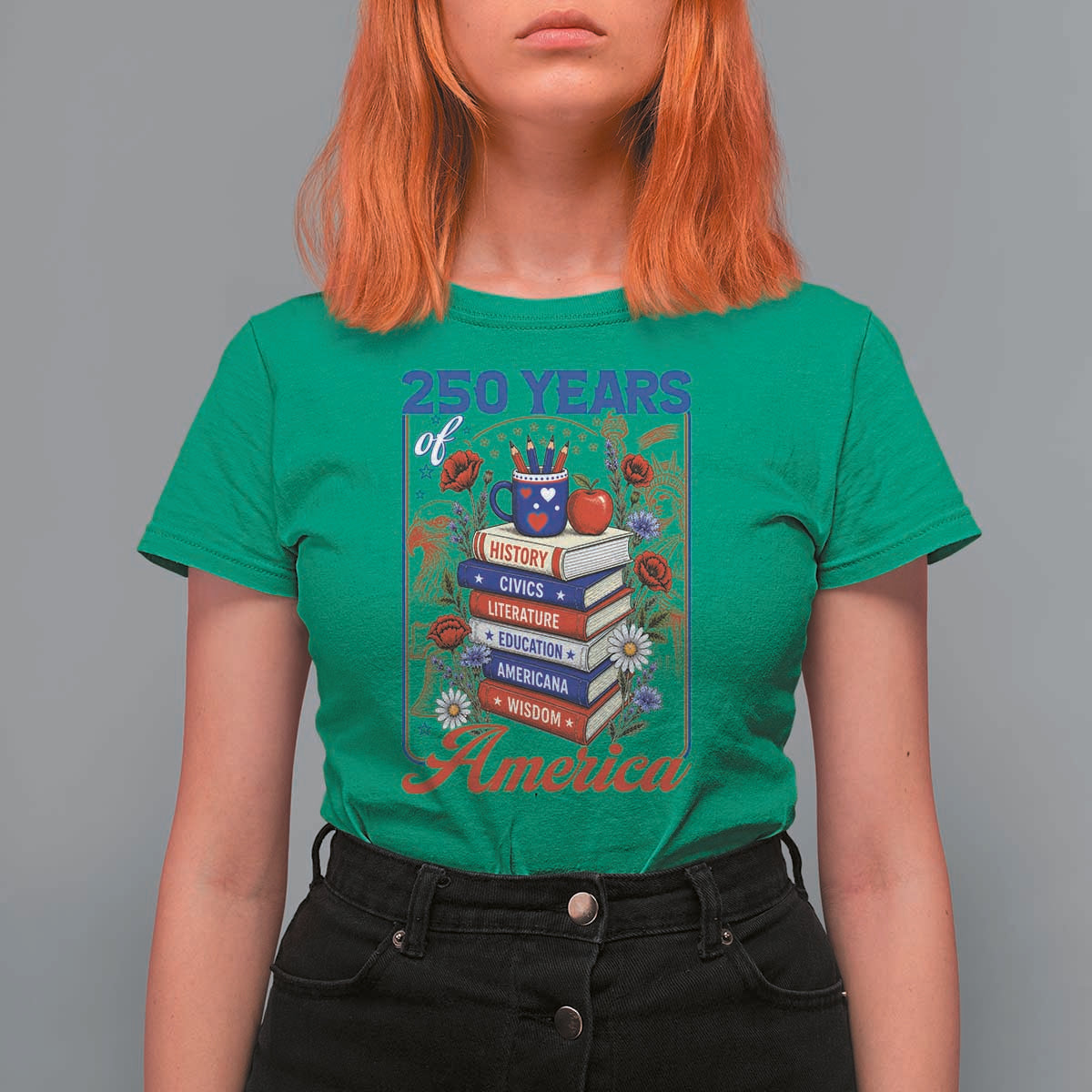 250 Years Of America American Teacher Graphic T Shirt For Women Patriotic Educator Gift