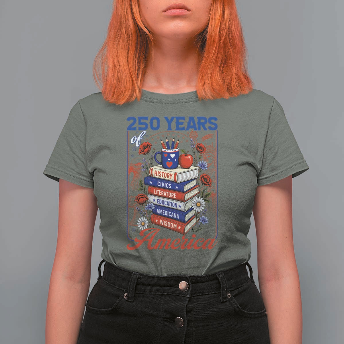 250 Years Of America American Teacher Graphic T Shirt For Women Patriotic Educator Gift