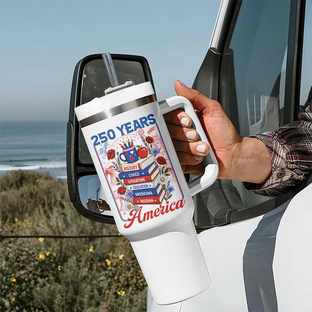 250 Years Of America American Teacher Graphic Tumbler With Handle Patriotic Educator Gift