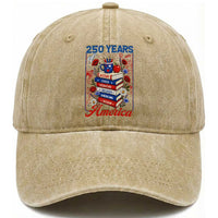 250 Years Of America American Teacher Graphic Washed Cotton Baseball Cap Patriotic Educator Gift