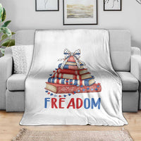Funny Patriotic Book Lover Gift Throw Blanket Freadom