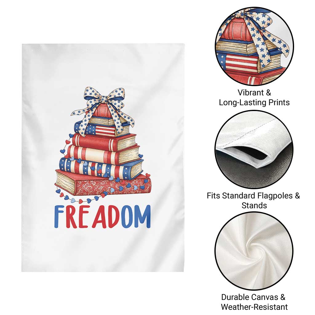 Funny Patriotic Book Lover Gift Garden Flag Freadom