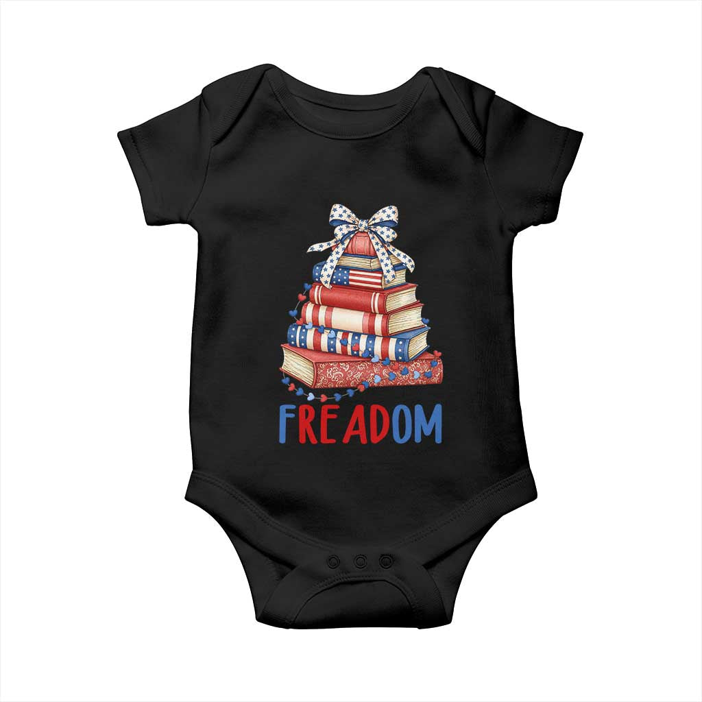 Funny Patriotic Book Lover Gift Baby Onesie Freadom