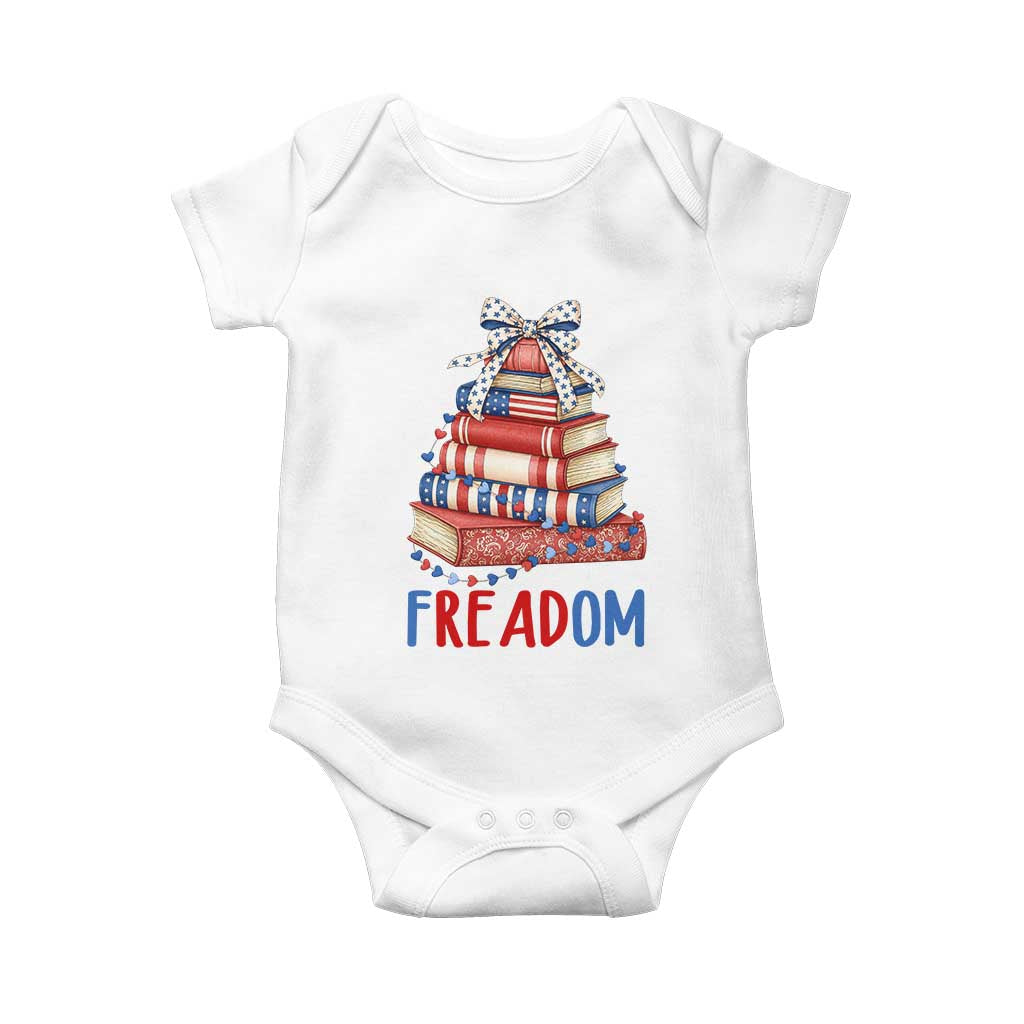 Funny Patriotic Book Lover Gift Baby Onesie Freadom