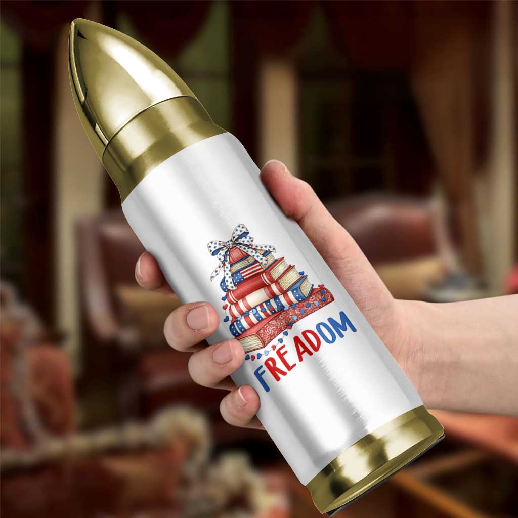 Funny Patriotic Book Lover Gift Bullet Tumbler Freadom