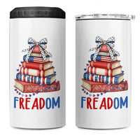 Funny Patriotic Book Lover Gift 4 in 1 Can Cooler Tumbler Freadom