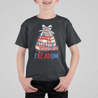 Funny Patriotic Book Lover Gift T Shirt For Kid Freadom