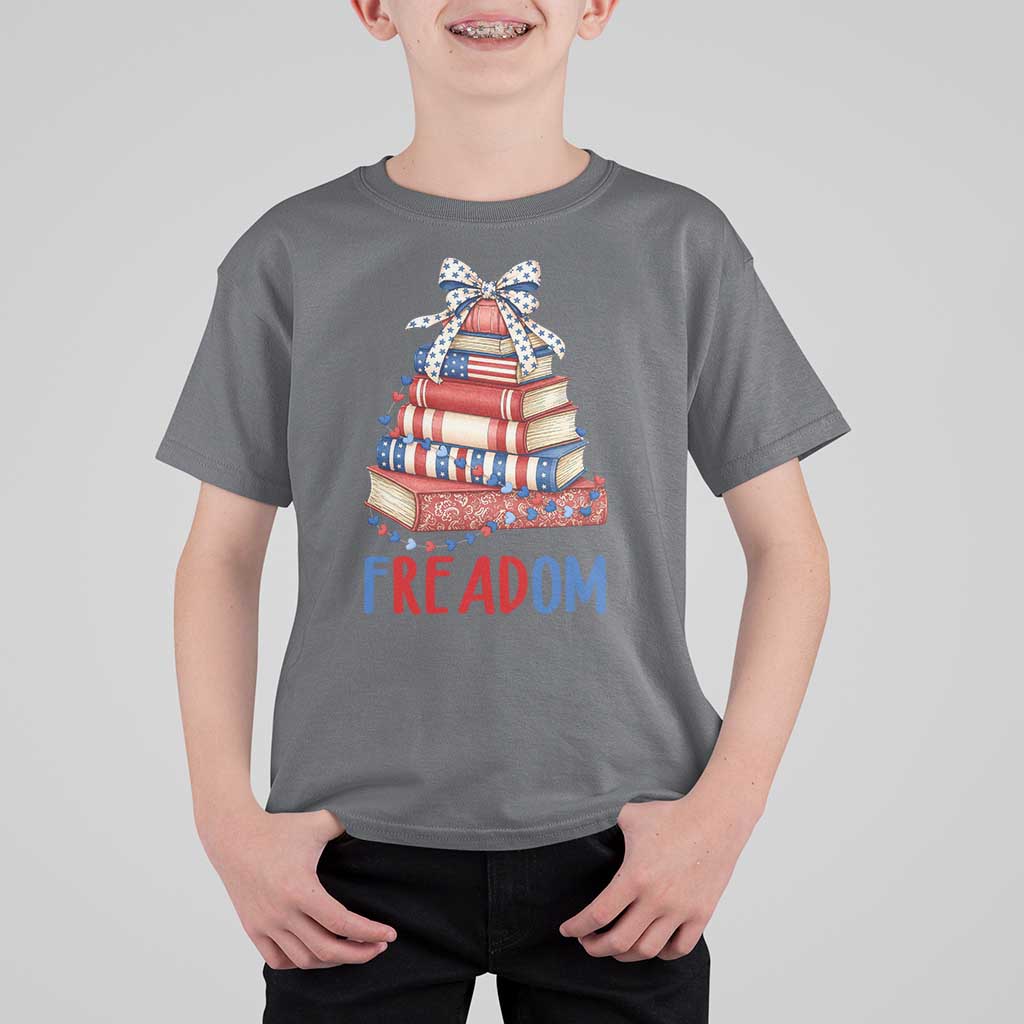 Funny Patriotic Book Lover Gift T Shirt For Kid Freadom