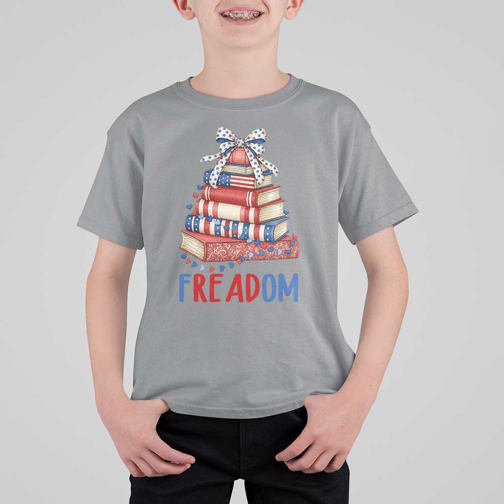 Funny Patriotic Book Lover Gift T Shirt For Kid Freadom