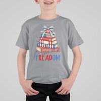 Funny Patriotic Book Lover Gift T Shirt For Kid Freadom