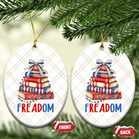 Funny Patriotic Book Lover Gift Ceramic Ornament Freadom