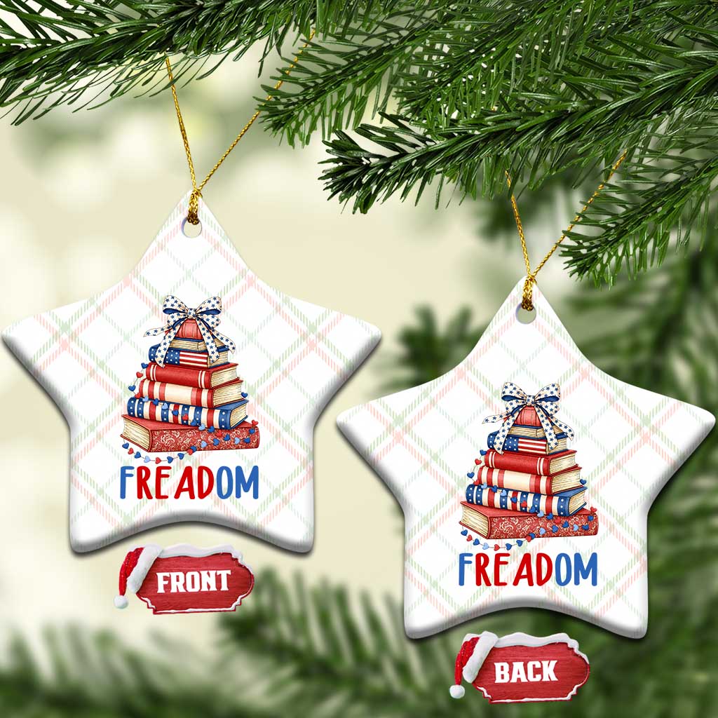 Funny Patriotic Book Lover Gift Ceramic Ornament Freadom
