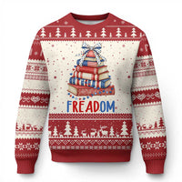 Funny Patriotic Book Lover Gift Ugly Christmas Sweater Freadom