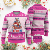 Funny Patriotic Book Lover Gift Ugly Christmas Sweater Freadom