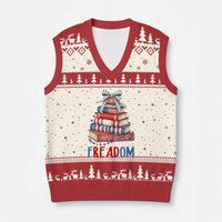 Funny Patriotic Book Lover Gift V-Neck Knit Sweater Vest Freadom