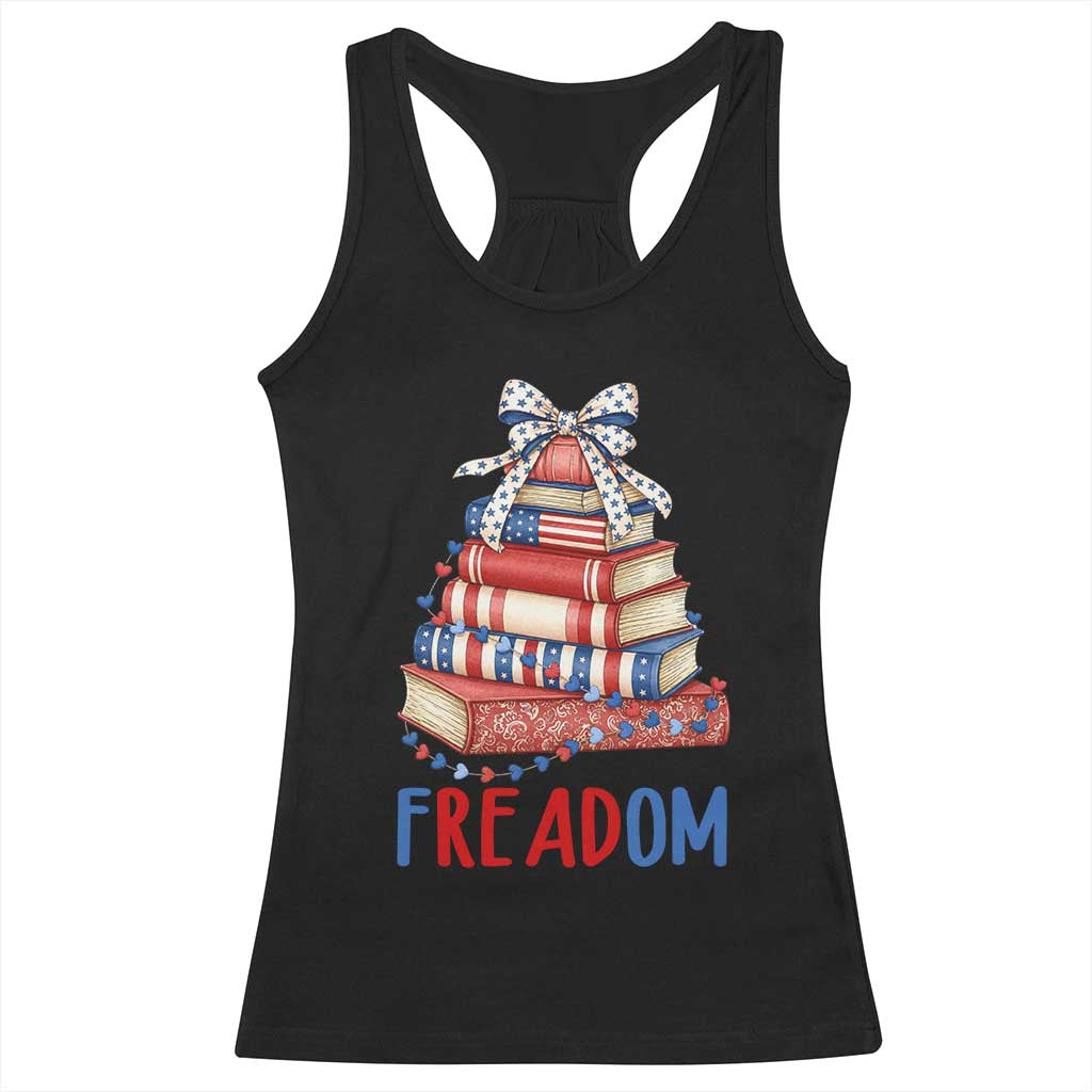 Funny Patriotic Book Lover Gift Racerback Tank Top Freadom