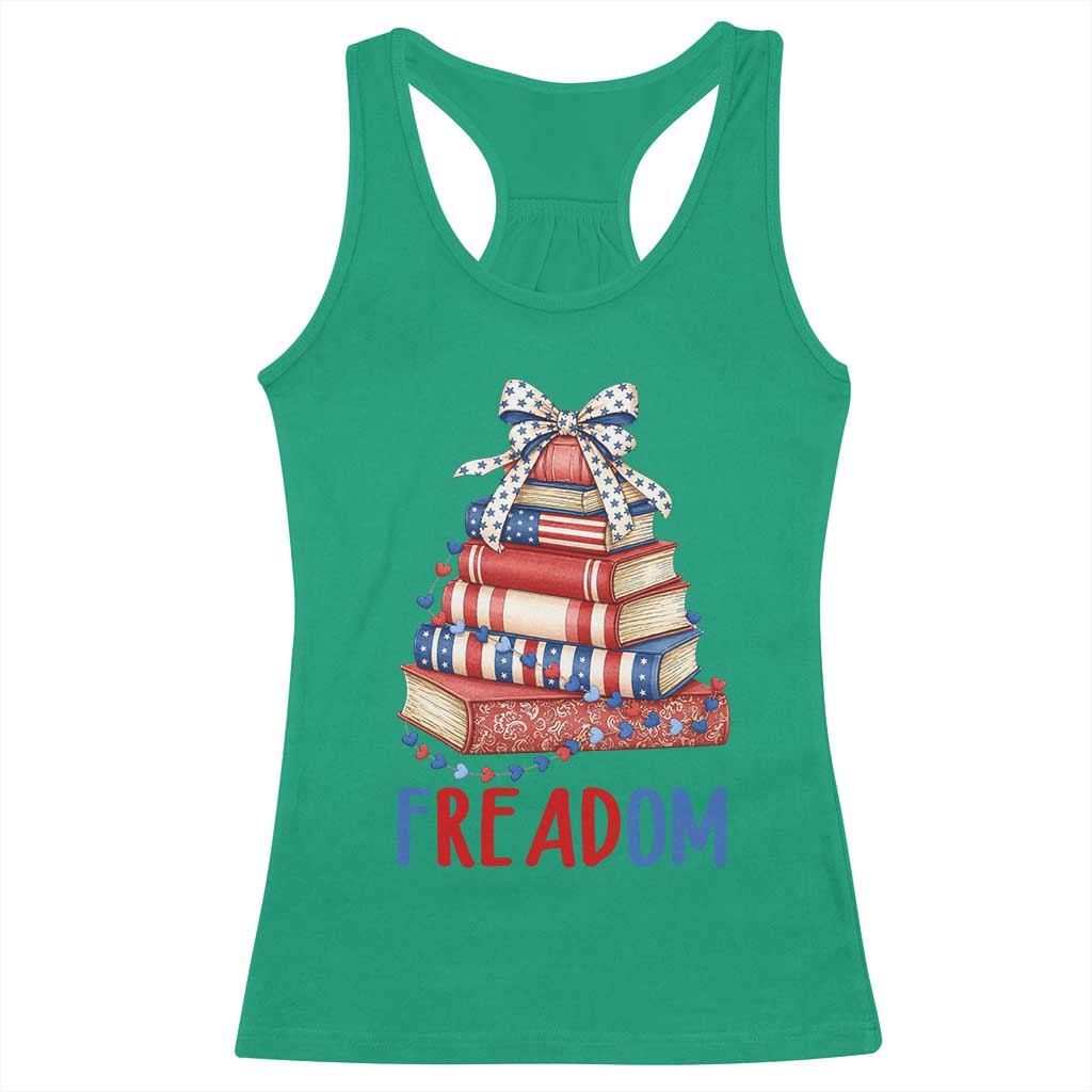 Funny Patriotic Book Lover Gift Racerback Tank Top Freadom